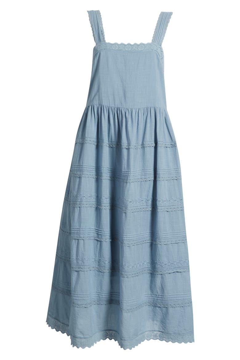 Reverie Embroidered Tiered Cotton Sundress, Alternate, color, PALE BLUE