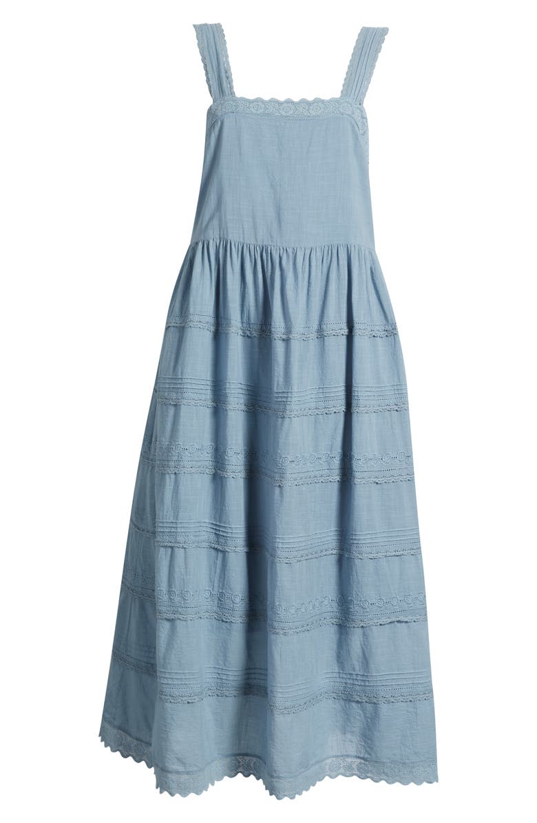 THE GREAT. Reverie Embroidered Tiered Cotton Sundress, Alternate, color, Pale Blue