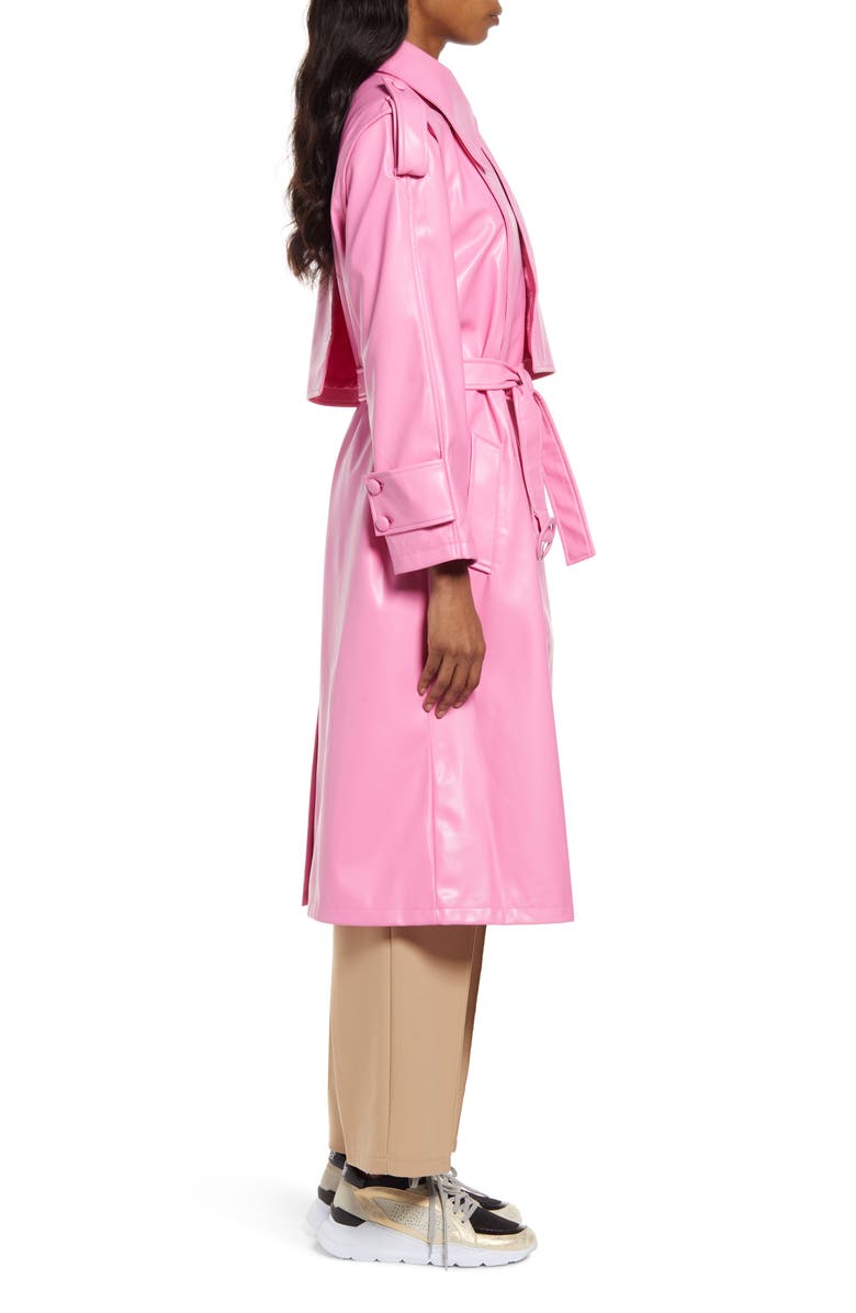 Amy Lynn Faux Leather Trench Coat, Alternate, color,