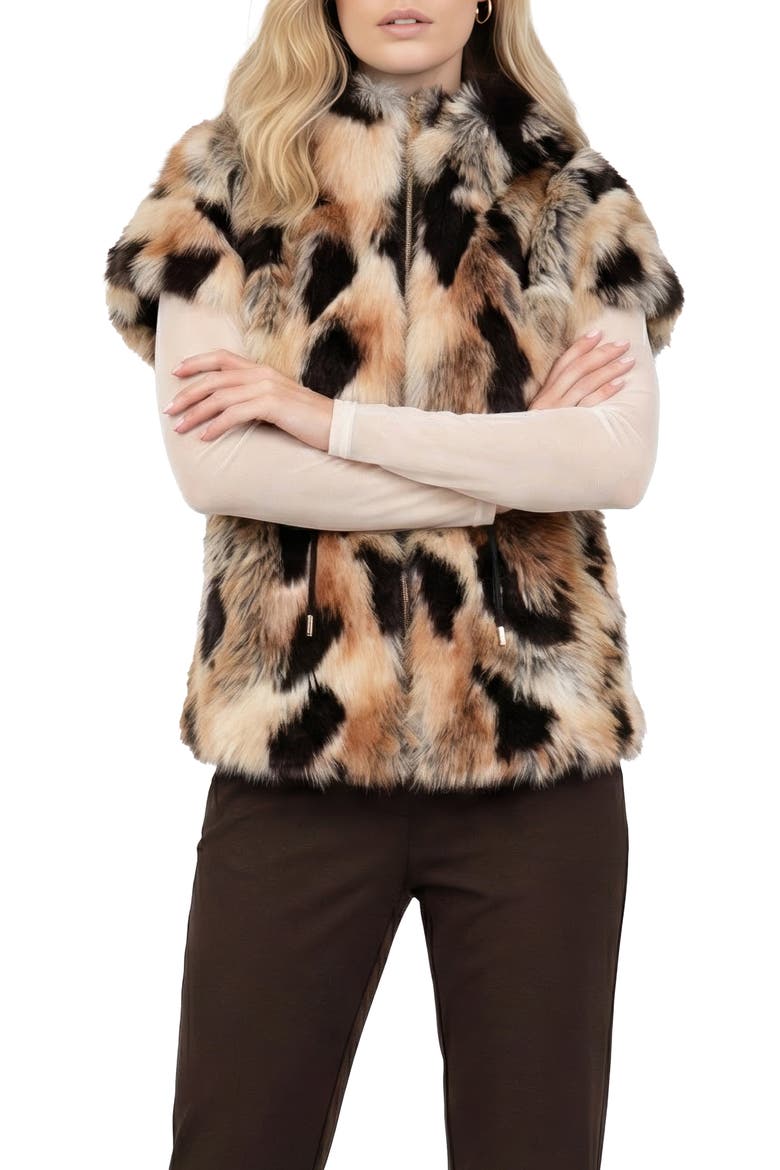 Fur-Free Gold Fox (Faux Fur) Reversible Hooded Vest, Alternate, color, GOLD/BLACK