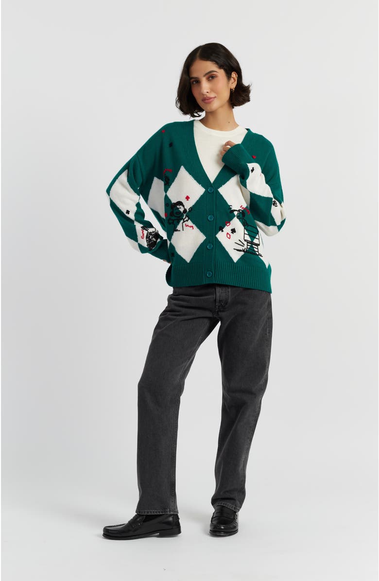 Chinti & Parker Wool Cashmere Peanuts Poker Cardigan, Alternate, color, Emerald