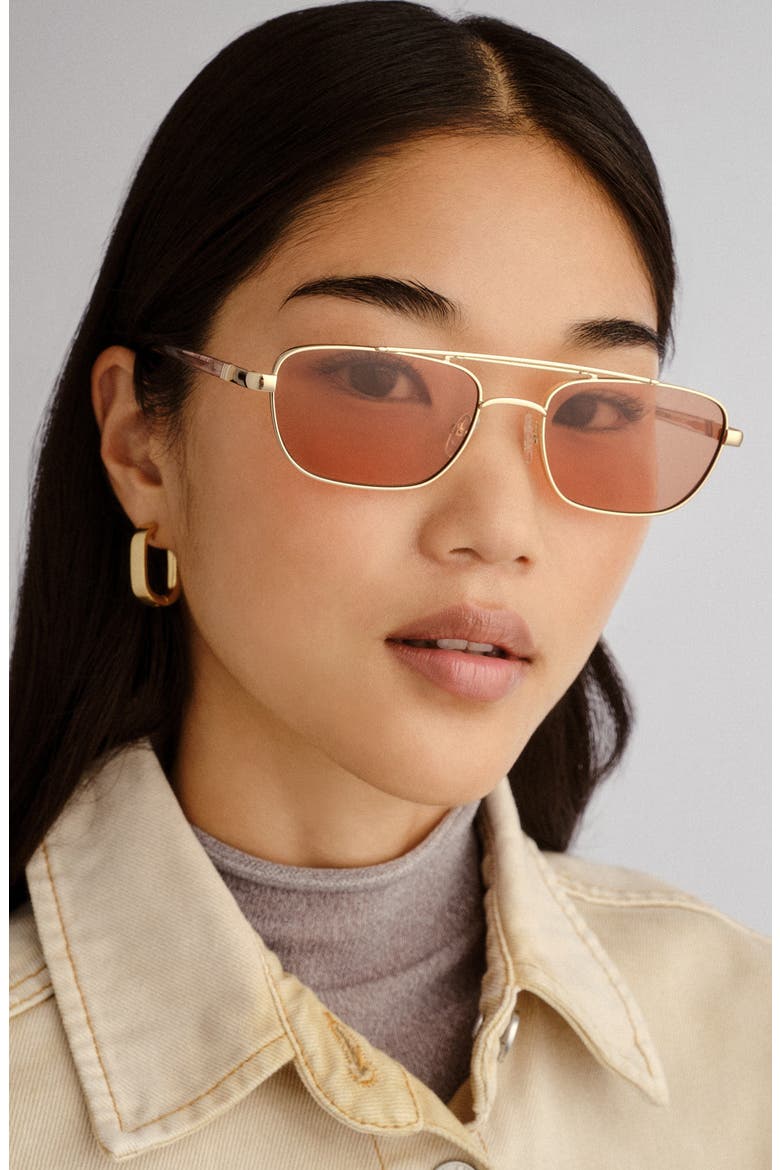 Le Mimi 57mm Aviator Sunglasses, Alternate, color, GOLD / CINNAMON TINT
