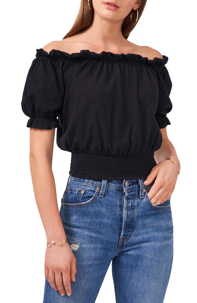 1.STATE Smocked Off the Shoulder Top, Main, color, 