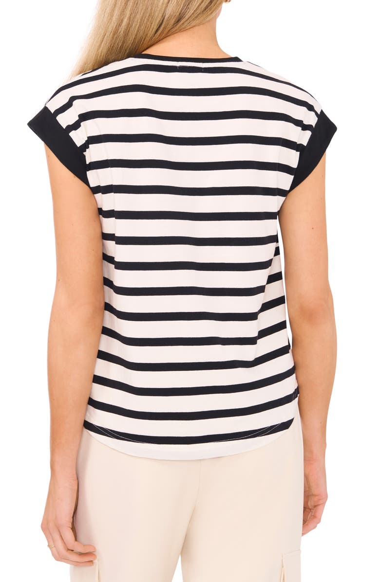 Halogen<sup>®</sup> V-Neck Extended Sleeve Stretch Cotton Top, Alternate, color, 