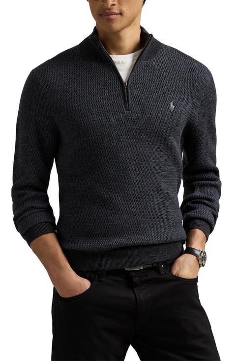Textured Wool Quarter Zip Sweater