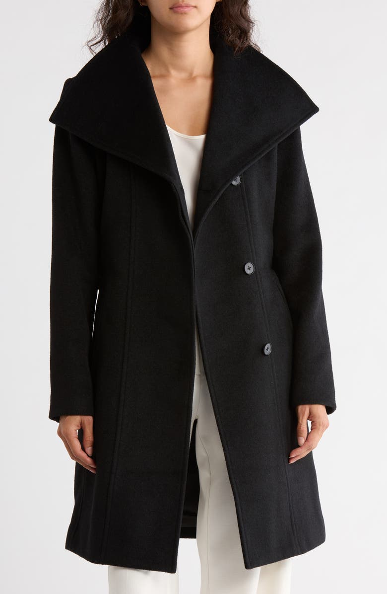 Bernardo Wool Blend Wrap Coat, Alternate, color, Black