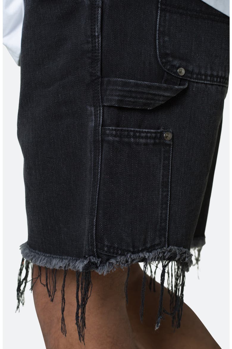 Frayed Denim Shorts, Alternate, color, WASHED BLACK