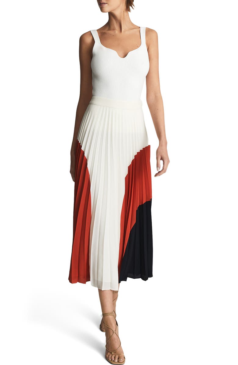 Reiss Murphy Colorblock Pleated Skirt, Alternate, color, 