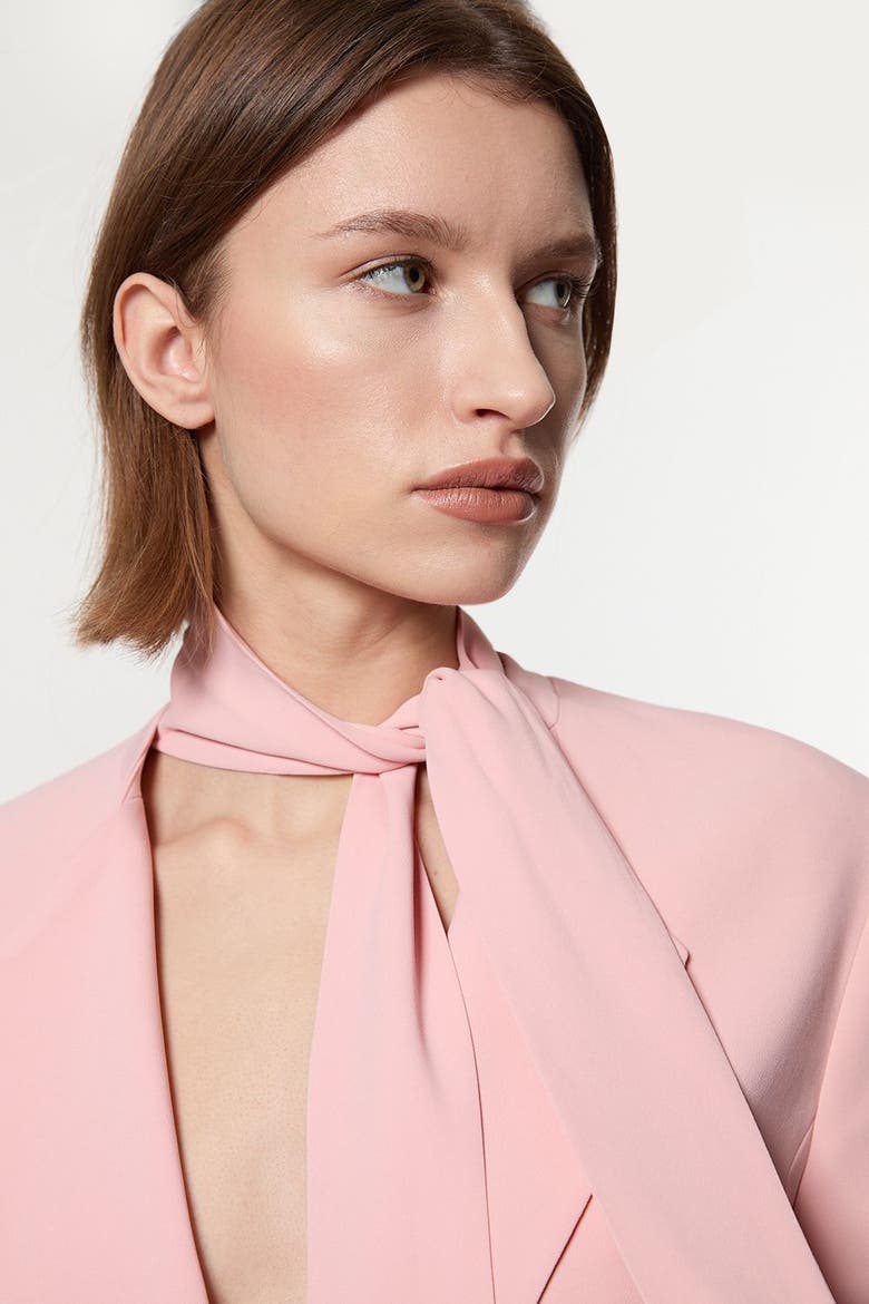 Tie Neck Blazer, Alternate, color, Pink