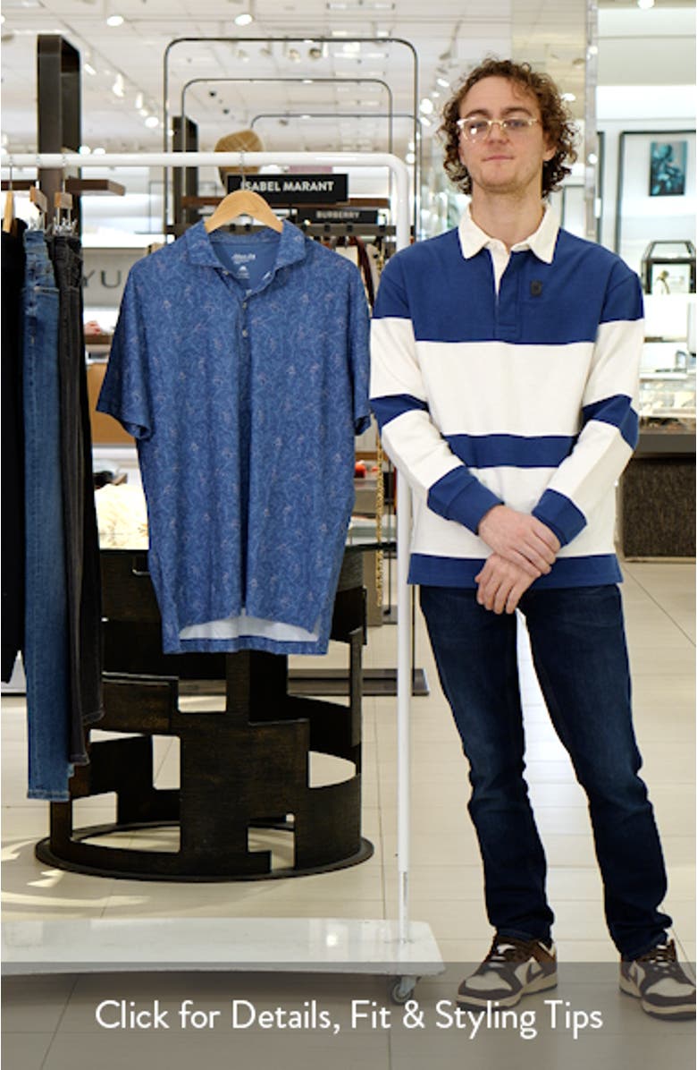 Osmond Leaf Print Performance Jersey Polo, sales video thumbnail