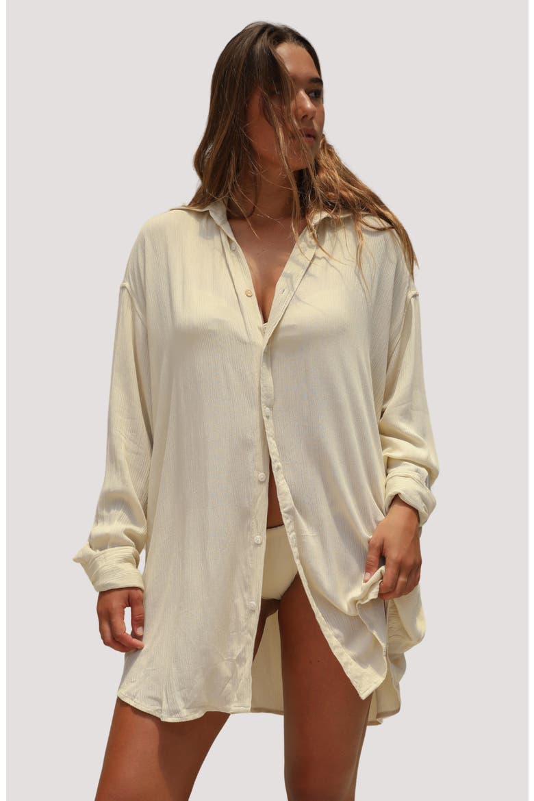 Mimi Relaxed Fit Button-Up Cover-Up Shirtdress, Alternate, color, SUMMER SAND