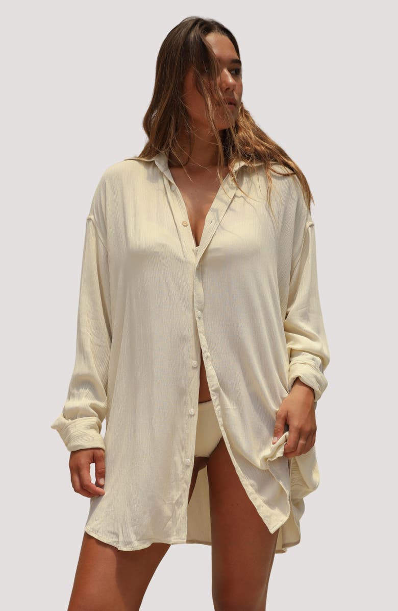 Stone Fox Swim Mimi Relaxed Fit Button-Up Cover-Up Shirtdress, Alternate, color, 