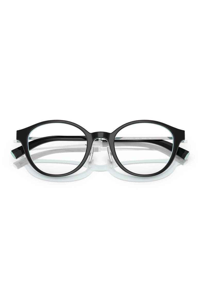 48mm Round Optical Glasses, Alternate, color, BLACK ON TIFFANY BLUE