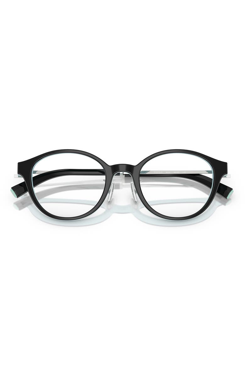 Tiffany & Co. 48mm Round Optical Glasses, Alternate, color, Black On Tiffany Blue