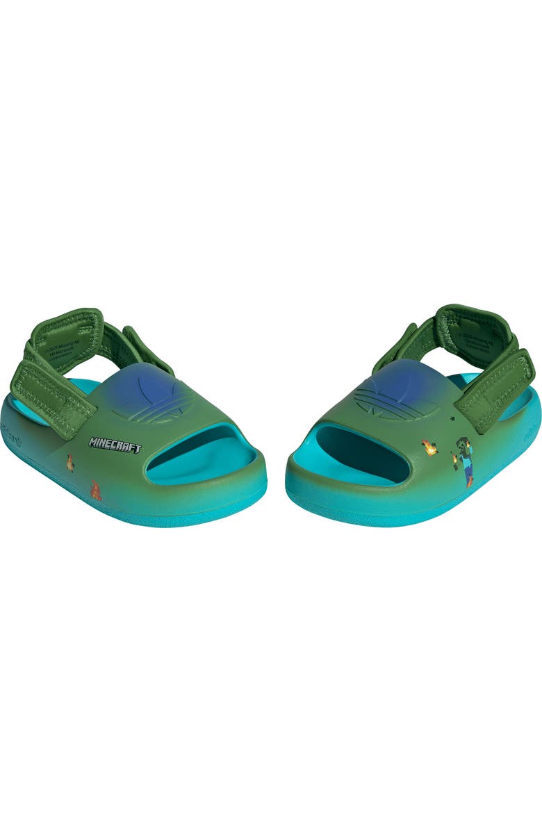 adidas Kids' Minecraft Adifom Adilette Sandal, Alternate, color, Blue/ Green/ Blue
