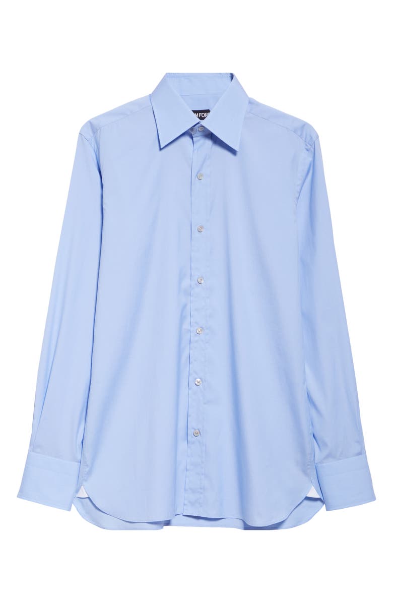 TOM FORD Classic Fit Solid Stretch Poplin Button-Up Shirt, Alternate, color, Hb539 Turquoise