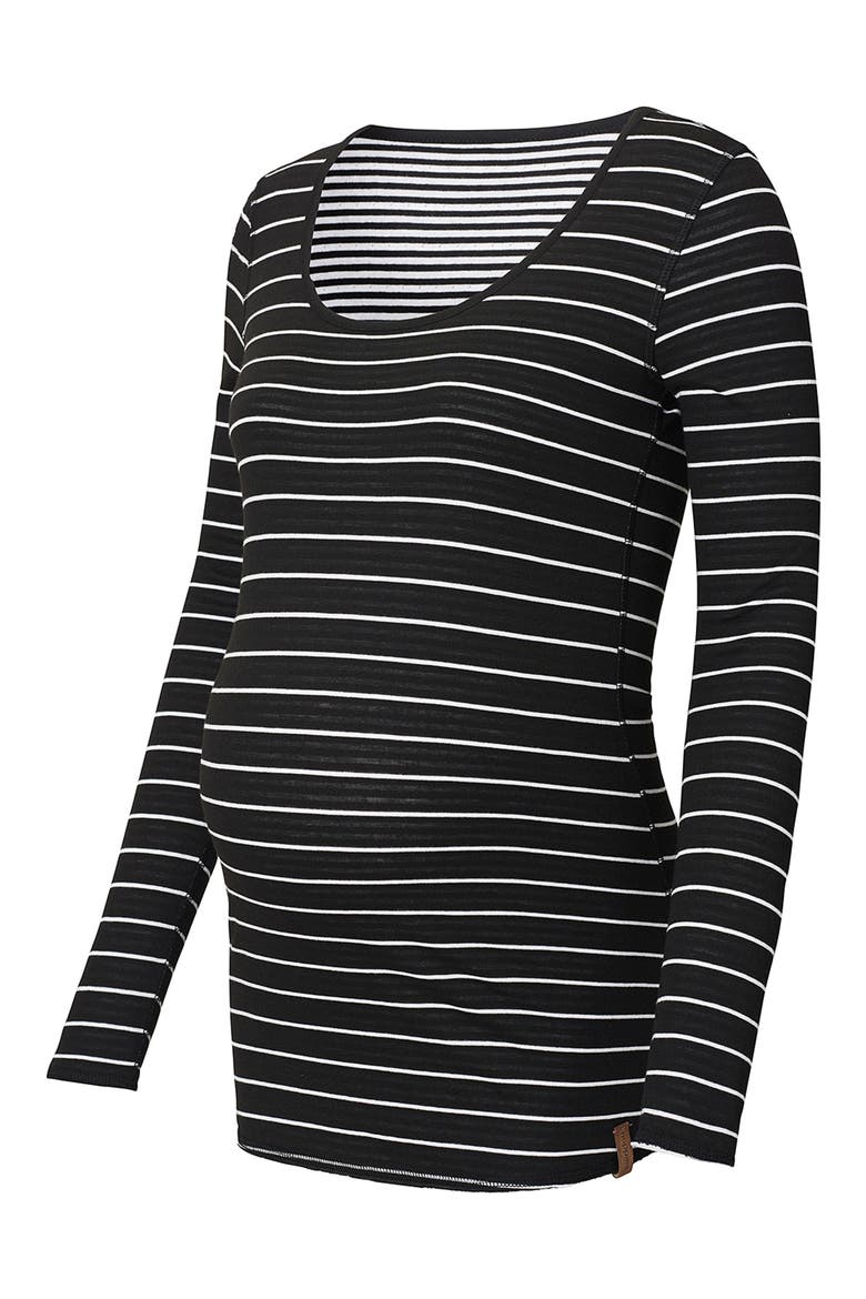 Ivy Stripe Maternity Shirt, Alternate, color, BLACK