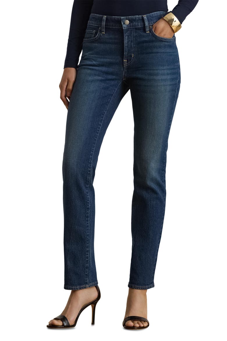 Mid Rise Ankle Straight Leg Jeans, Main, color, MARINA WASH BLUE