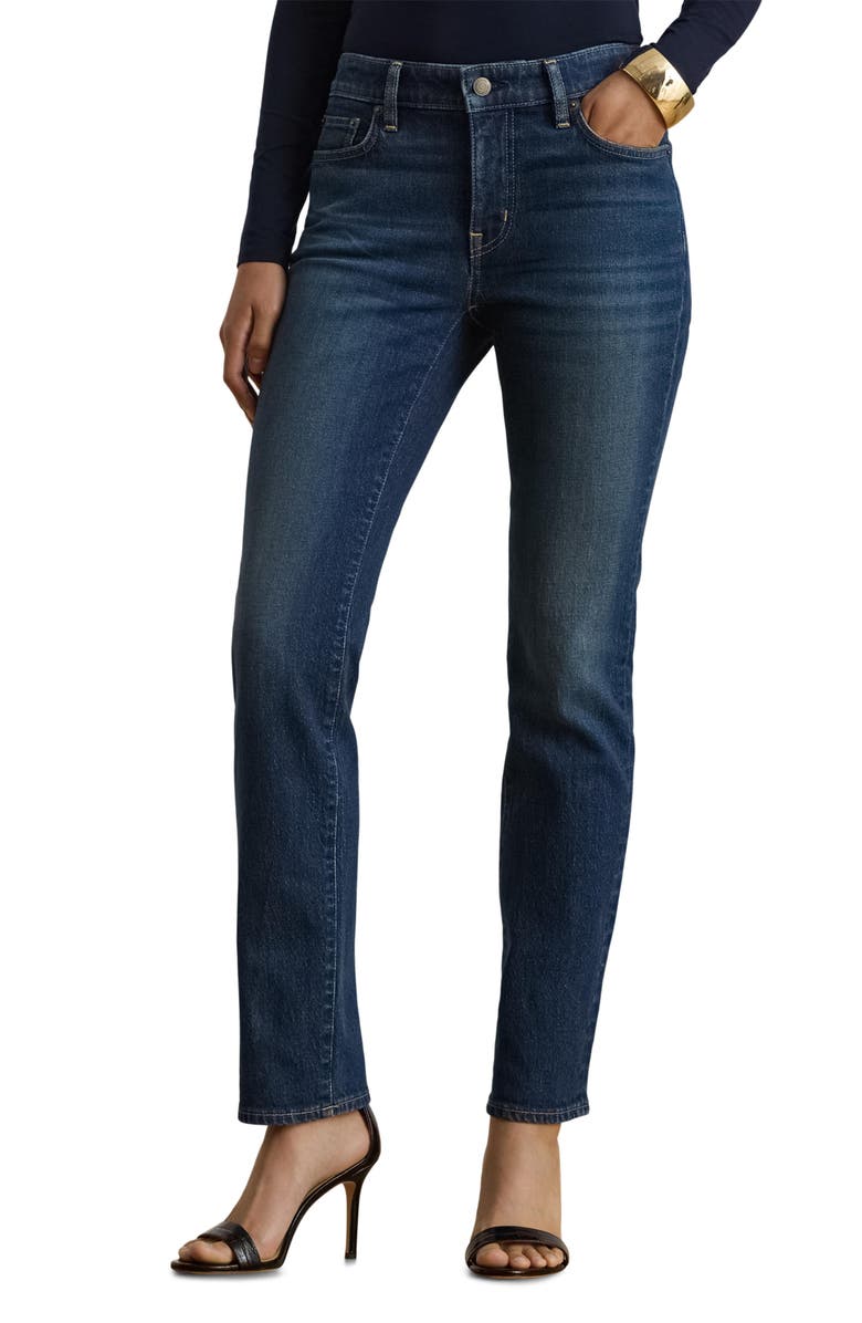 Lauren Ralph Lauren Mid Rise Ankle Straight Leg Jeans, Main, color, Marina Wash Blue