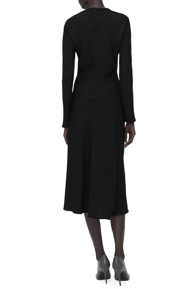 Ruched Long Sleeve Midi Dress, Alternate, color, BLACK