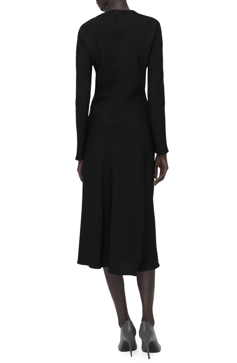 MANGO Ruched Long Sleeve Midi Dress, Alternate, color, 