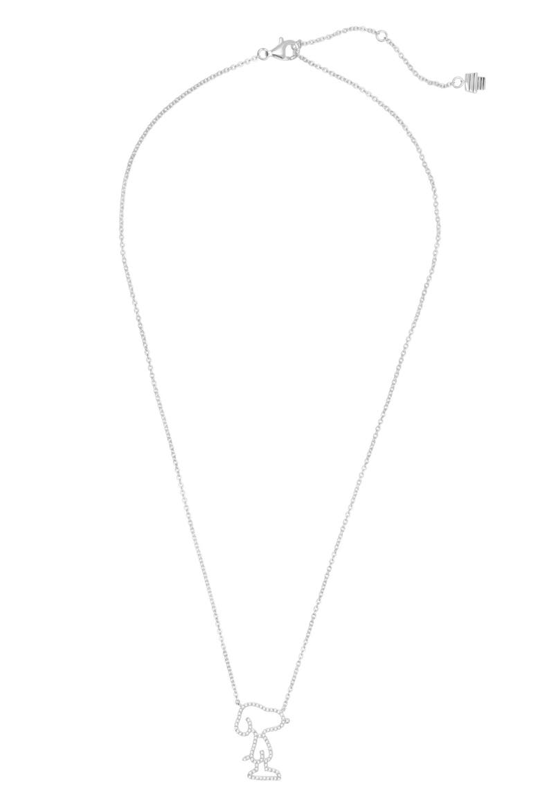 x Peanuts® Pavé Snoopy Silhouette Pendant Necklace, Alternate, color, PURE PLATINUM / CLEAR STONE