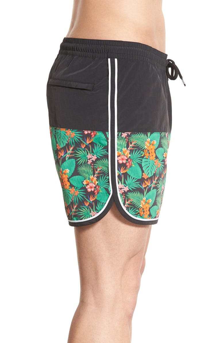 1901 'Fidalgo' Colorblock Scalloped Swim Trunks, Alternate, color, 