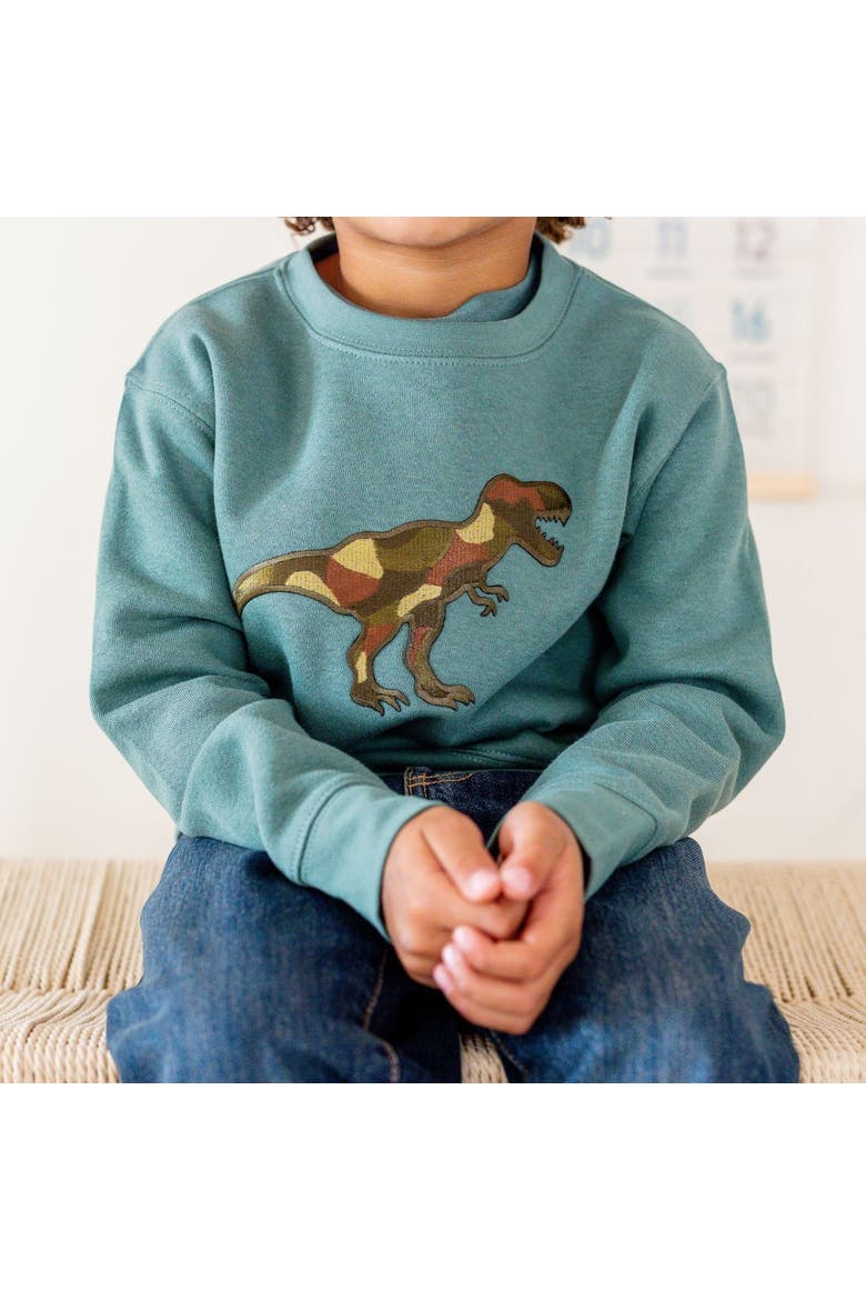 Camo Dino Patch Sweatshirt, Alternate, color, Hunter Green