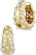 SAVVY CIE JEWELS Faux Pearl Hoop Earrings