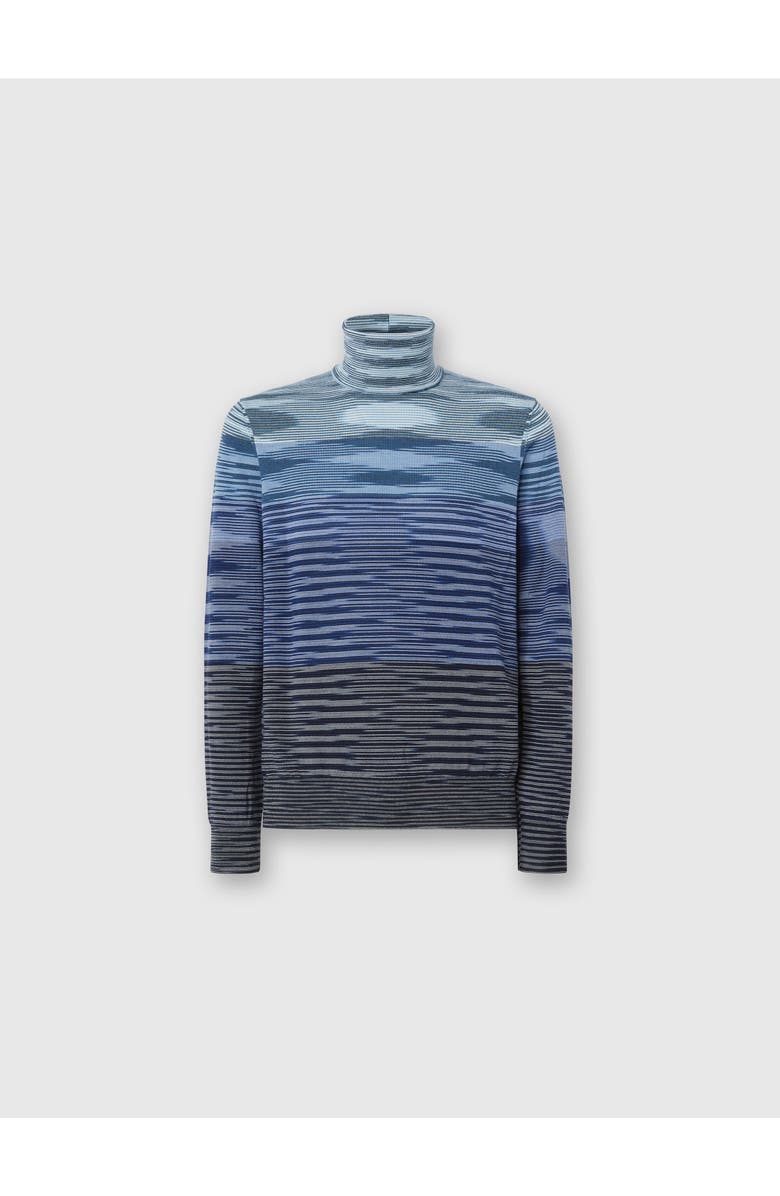Missoni High-neck Sweater In All-over Flame Wool, Main, color, Blue