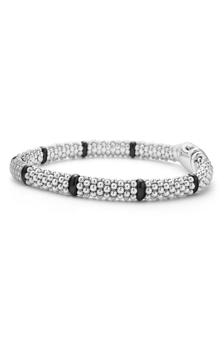 LAGOS Black Caviar Ceramic & Diamond Station Bracelet, Main, color, Black