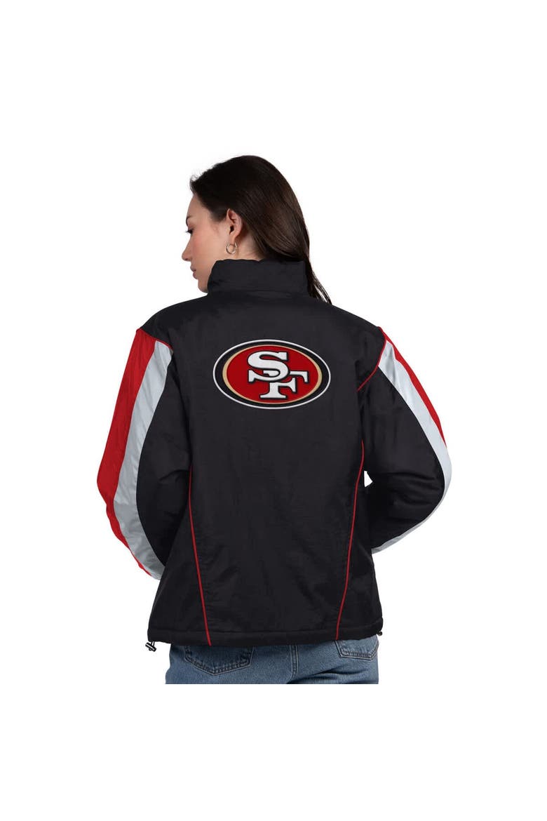 Women's Starter Black/Scarlet San Francisco 49ers Thursday Night Gridiron Half-Zip Jacket, Alternate, color, Black