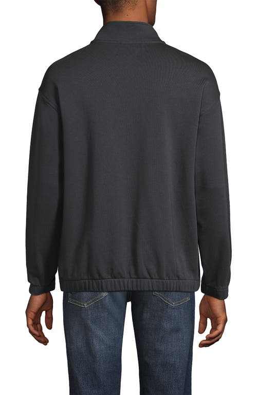 Lands' End Long Sleeve French Terry Vintage Wash Quarter Zip In Gray