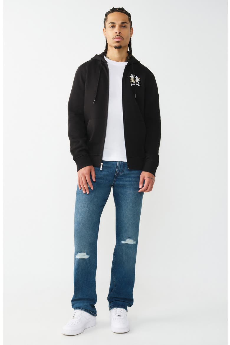Puff Buddha Icon Zip Hoodie, Alternate, color, JET BLACK
