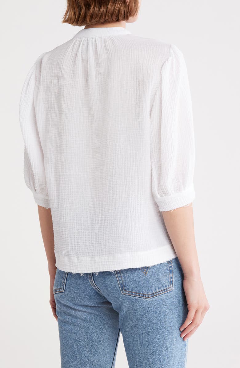 INDUSTRY REPUBLIC CLOTHING Split Neck Puff Sleeve Top, Alternate, color, White