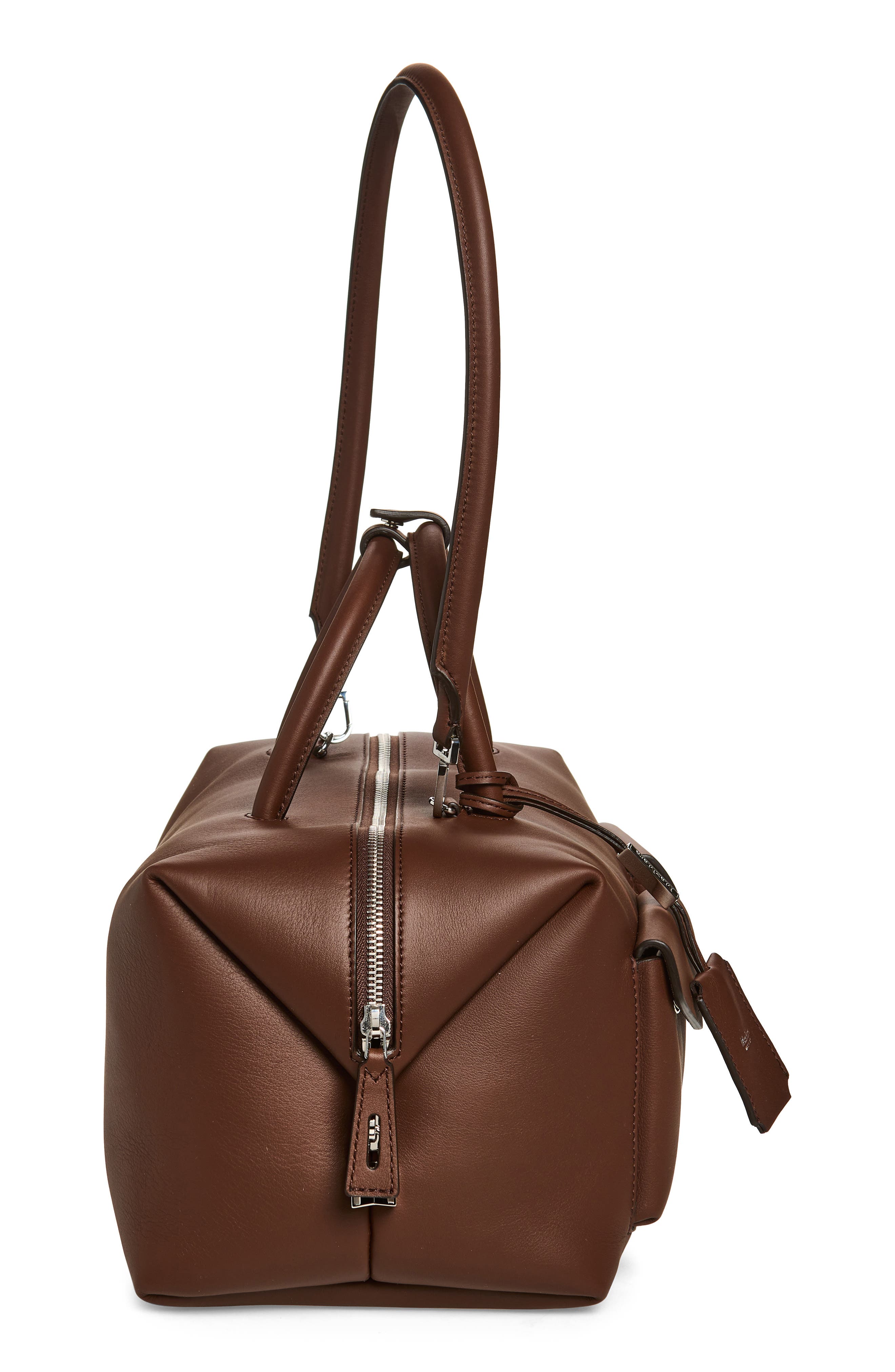 Max Mara Bowler Leather Satchel, Alternate, color, Brown