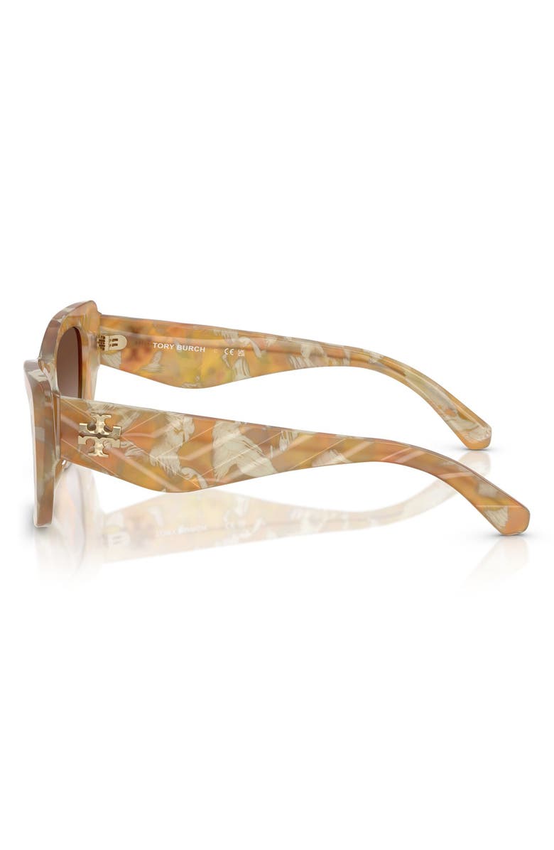 Tory Burch 52mm Cat Eye Sunglasses, Alternate, color, Honey Horn