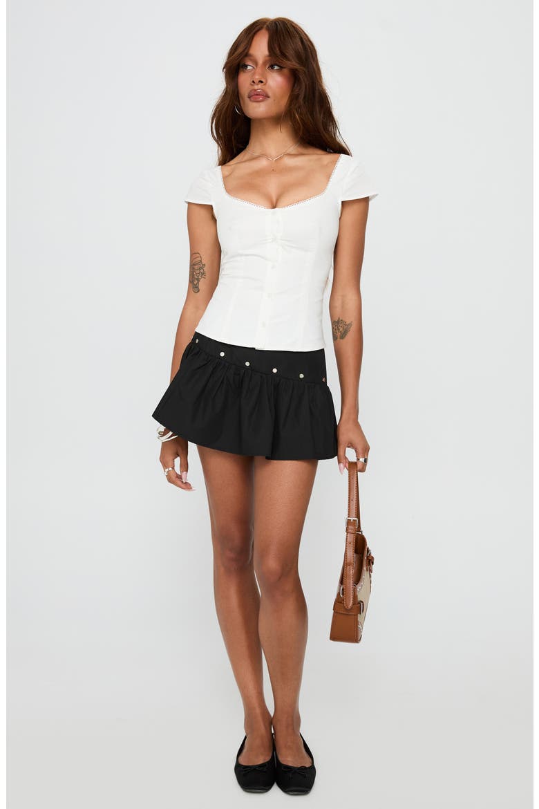 Transcendence Fitted Cotton Button-Up Top, Alternate, color, WHITE