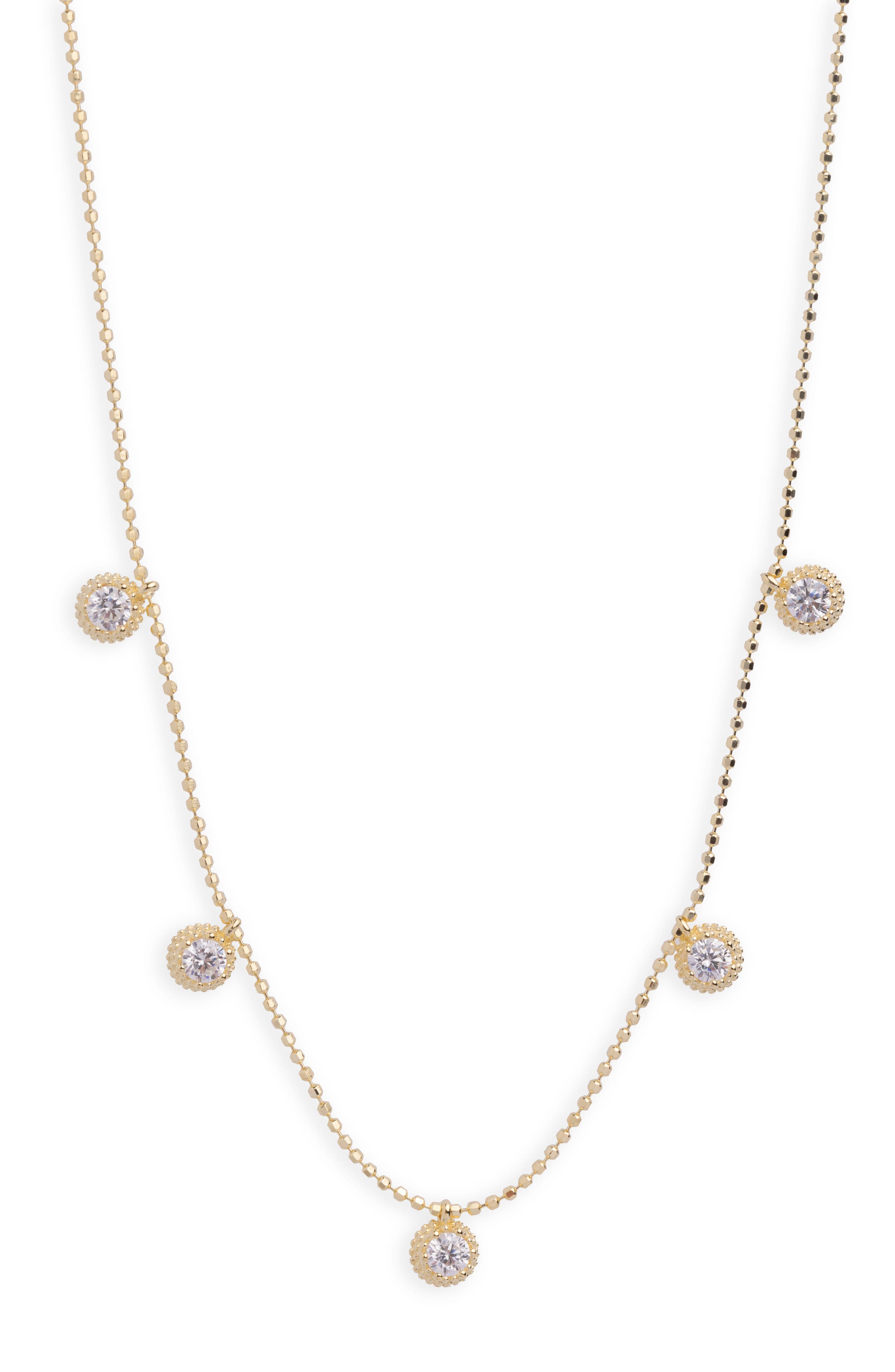 Argento Vivo Sterling Silver Cubic Zirconia Station Necklace