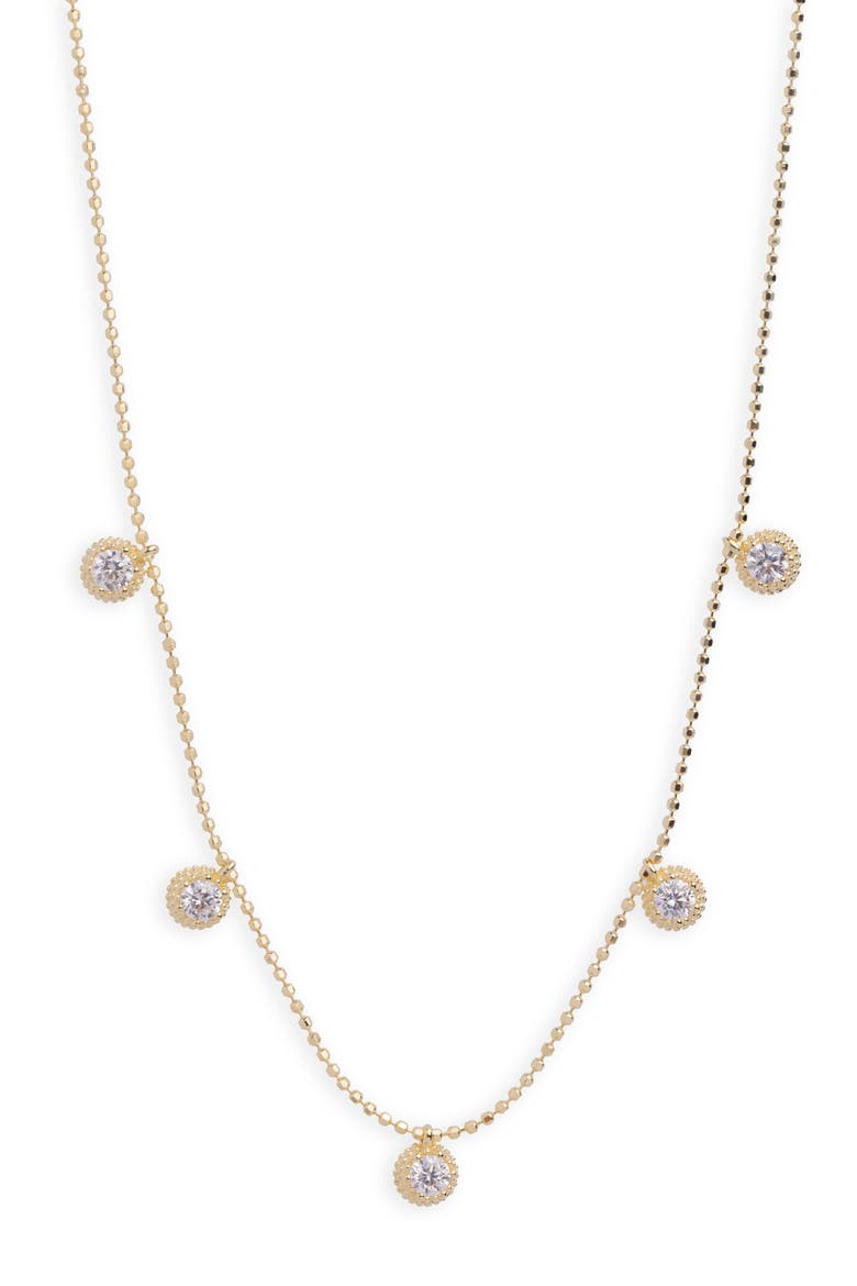 Cubic Zirconia Station Necklace, Main, color, GOLD
