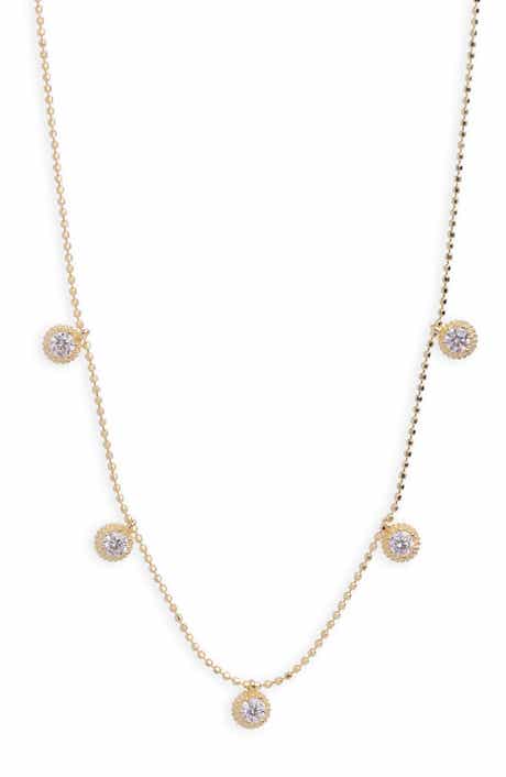 Argento Vivo Sterling Silver Cubic Zirconia Station Necklace