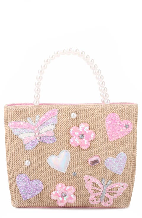 Kids' Applique Straw Tote