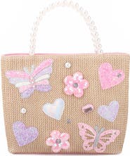 OMG Accessories Kids' Applique Straw Tote
