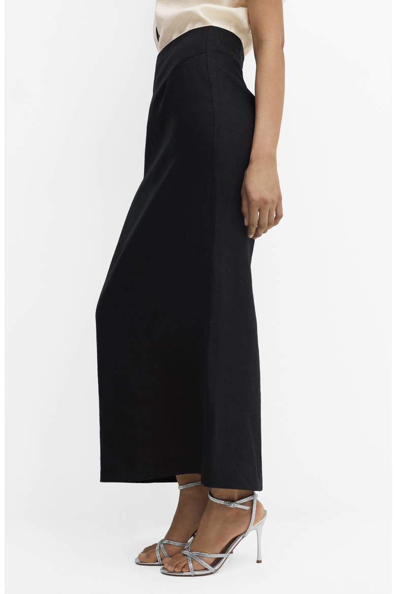 Back Slit Linen Skirt, Alternate, color, BLACK