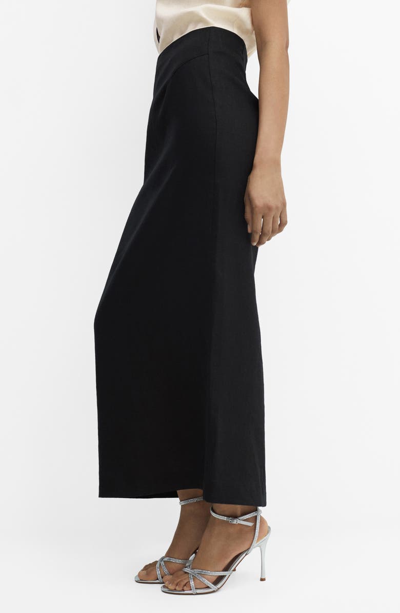 MANGO Back Slit Linen Skirt, Alternate, color, 