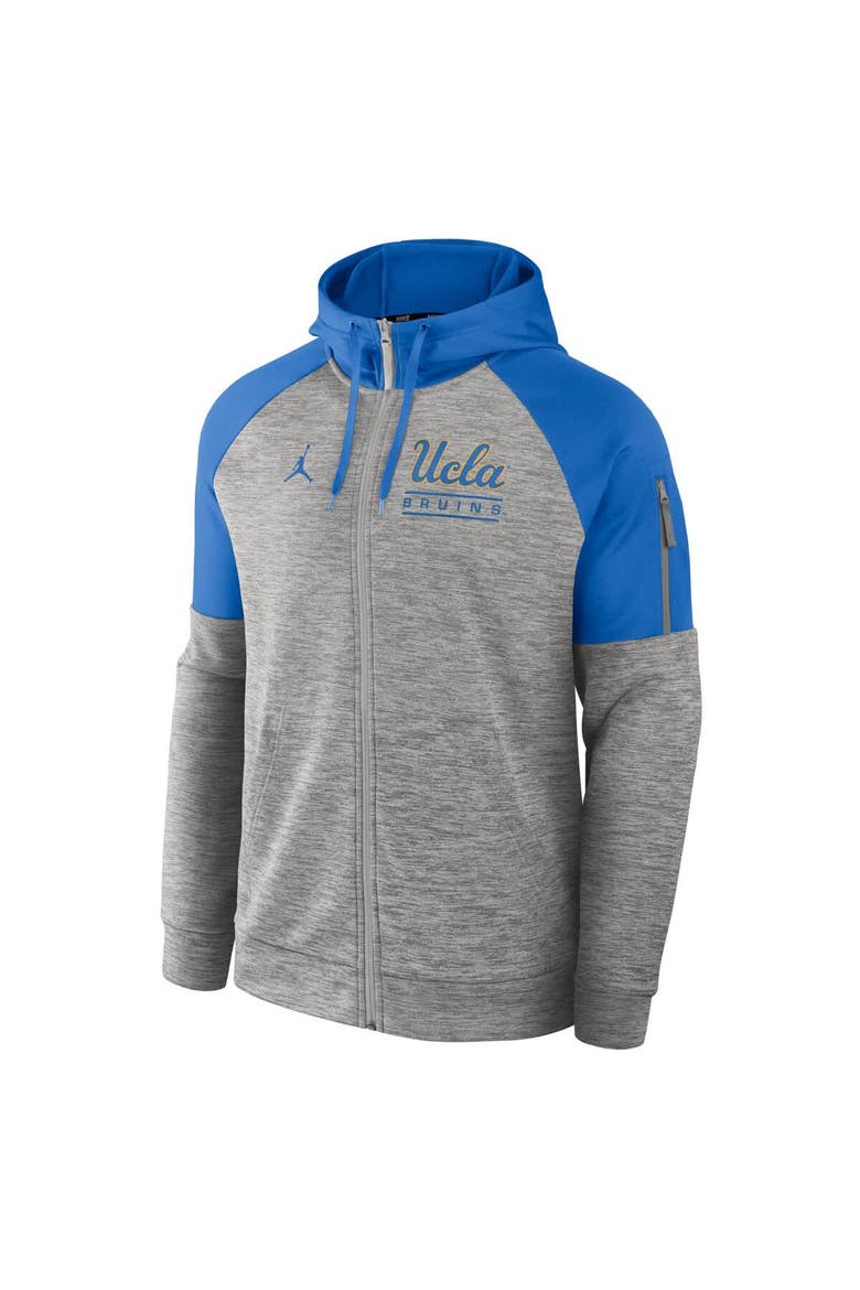 Men's Jordan Brand Heather Gray UCLA Bruins Fitness Raglan Performance Full-Zip Hoodie, Alternate, color, Heather Gray