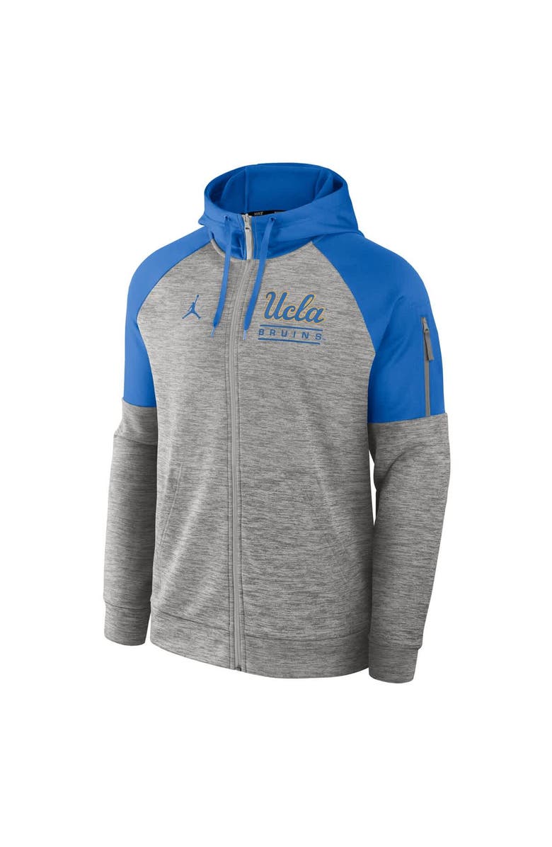 Jordan Brand Men's Jordan Brand Heather Gray UCLA Bruins Fitness Raglan Performance Full-Zip Hoodie, Alternate, color, Heather Gray
