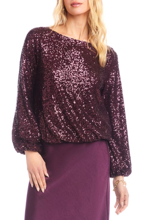 Sequin Boat Neck Top