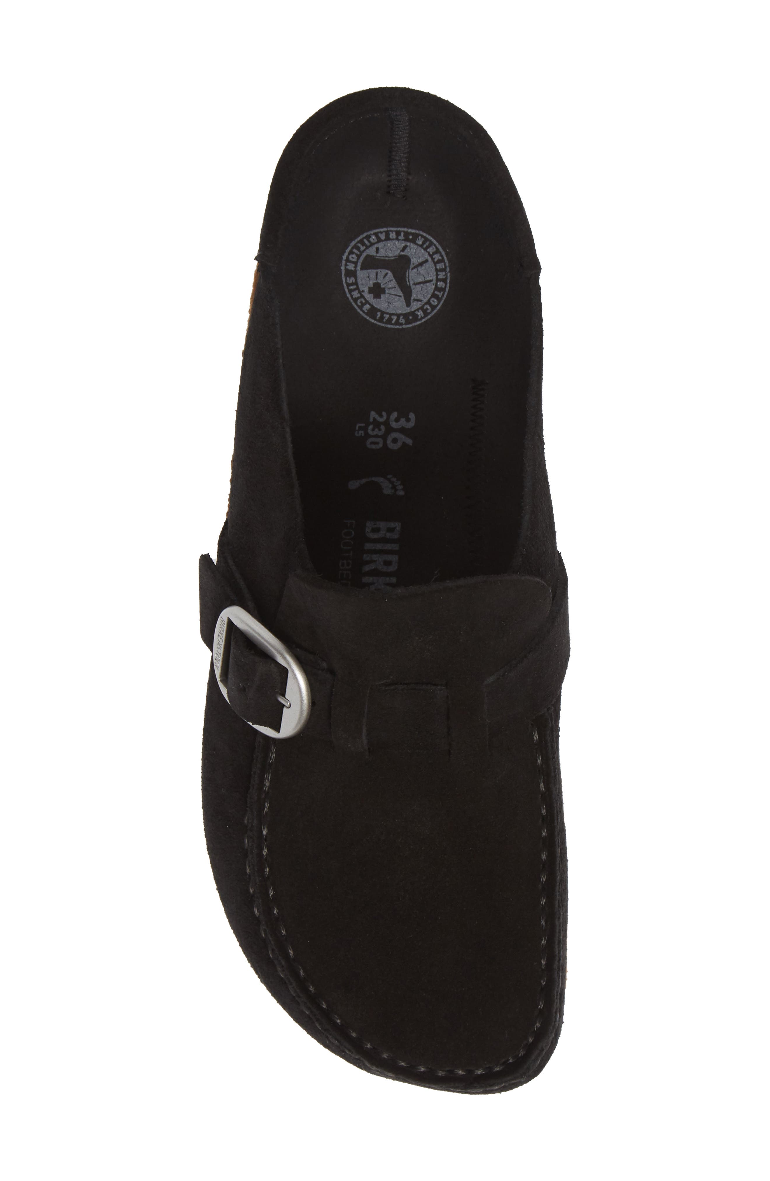 Birkenstock Buckley Clog, Alternate, color, Dark Black Suede