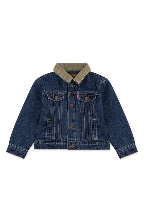 Levi's Kids' Corduroy Collar Denim Trucker Jacket In Blue